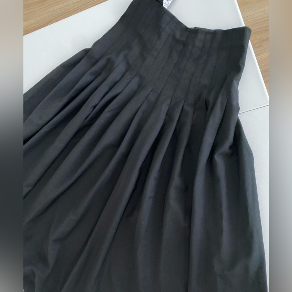 Massimo Dutti Black Pleated Midi Skirt with Yoke & Seam Details Size 34 NWT - Picture 8 of 16